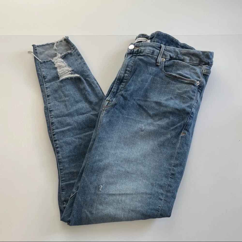 GOOD AMERICAN Good Legs stepped-hem skinny high-rise jeans plus size 24